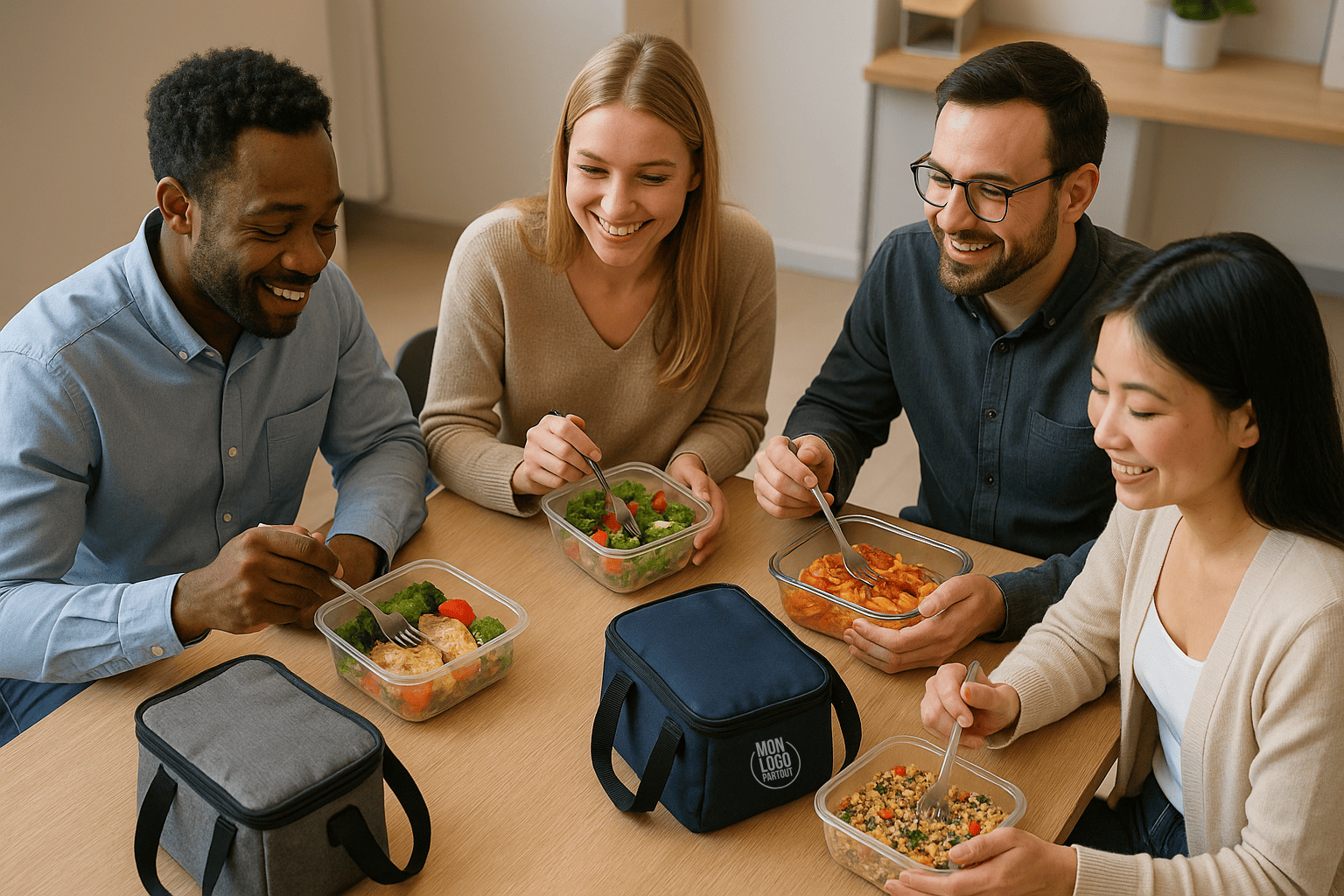 Collègues en train de déjeuner ensemble